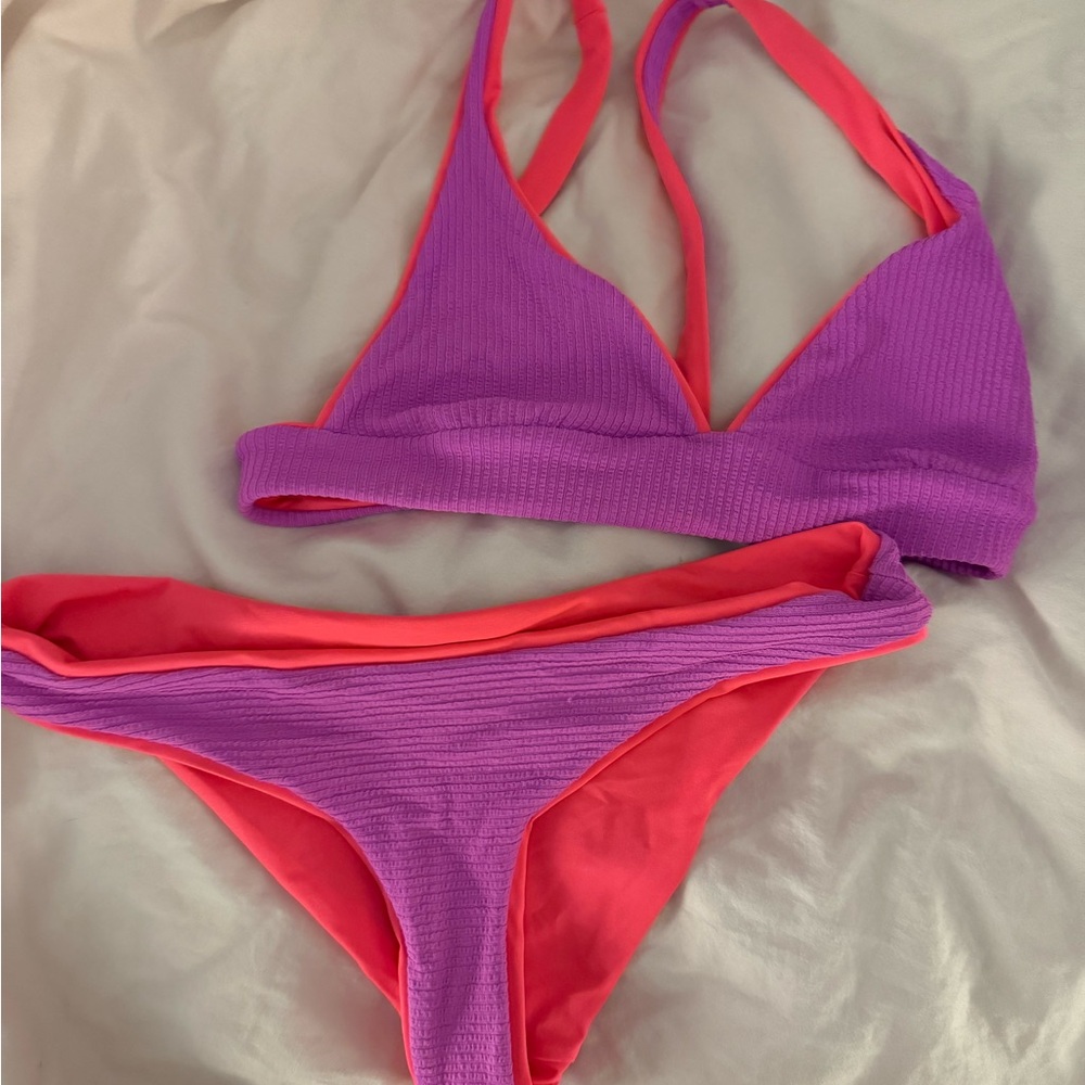 Vibrant Pink and Purple Bikini Set